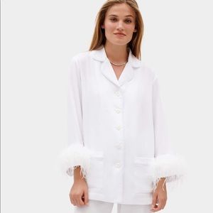 Sleeper Pajama Set with Double Feathers in White XS